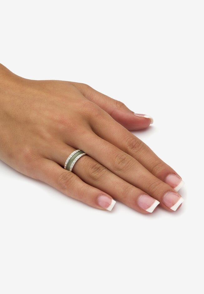 Sterling Silver Multi-Color Jade 8 Piece Interchangeable Ring Set Jewelry, , alternate image number 2