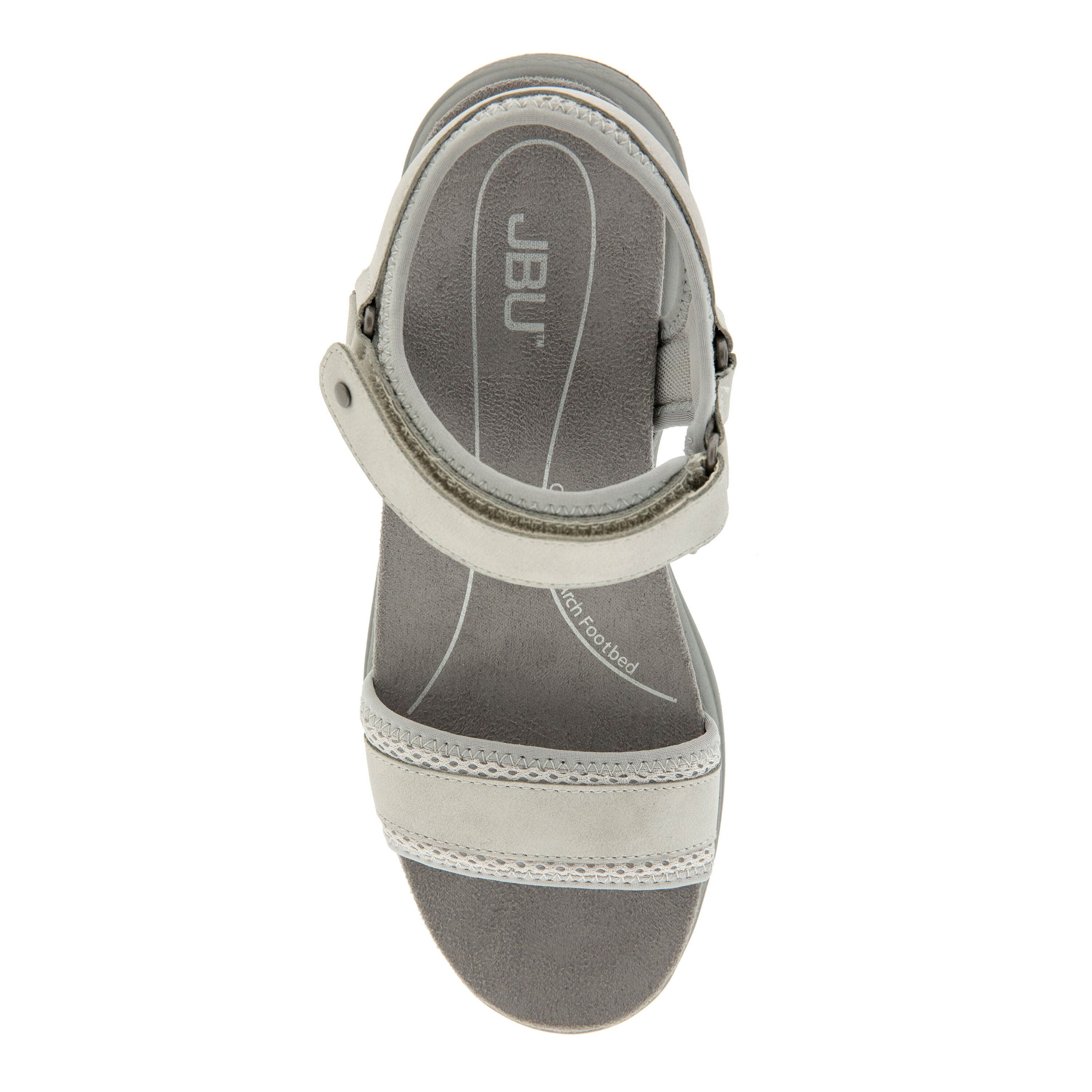Ellewood Hook and Loop Flat Sandal, LIGHT GREY, alternate image number 4