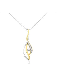 Gold Round Cut Diamond Cascade Pendant Necklace