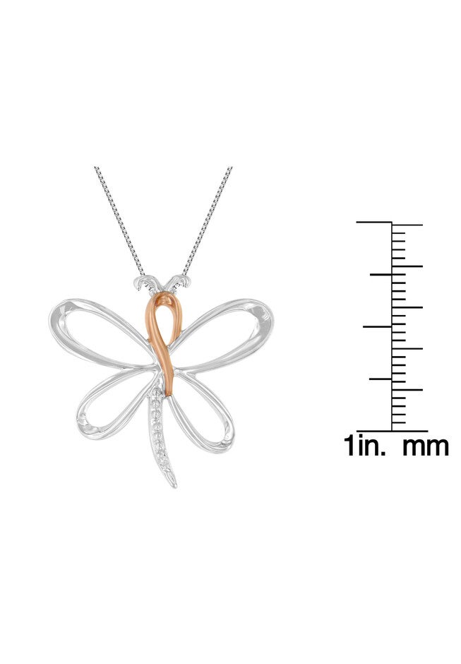 10K Rose Gold Over Silver Diamond-Accented Dragonfly Pendant, , alternate image number null