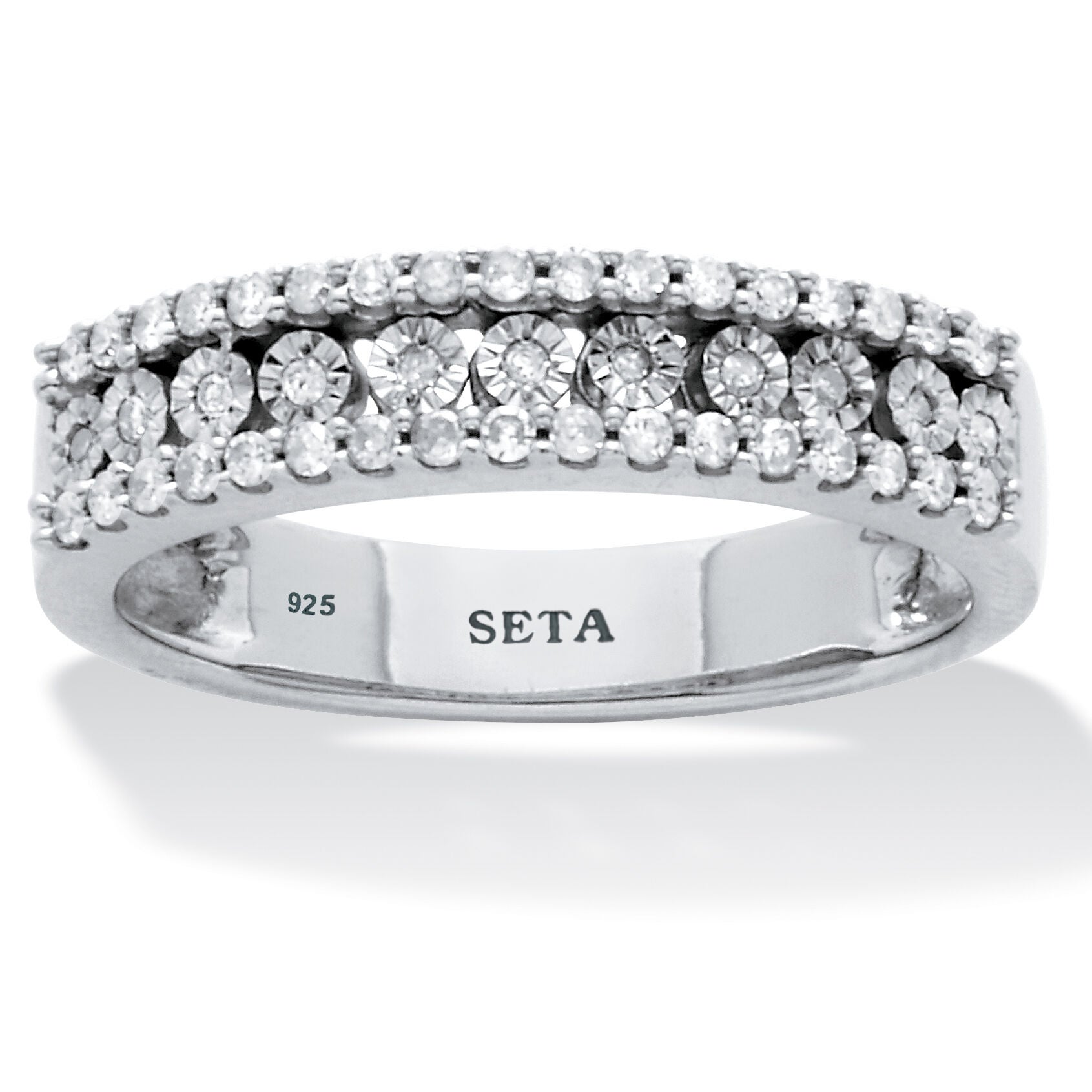 .25 TCW Diamond Sterling Silver Multi-Row Ring, WHITE, hi-res image number 0