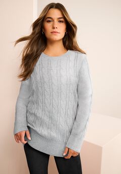 Plus Size Cozy Cable Crewneck Sweater