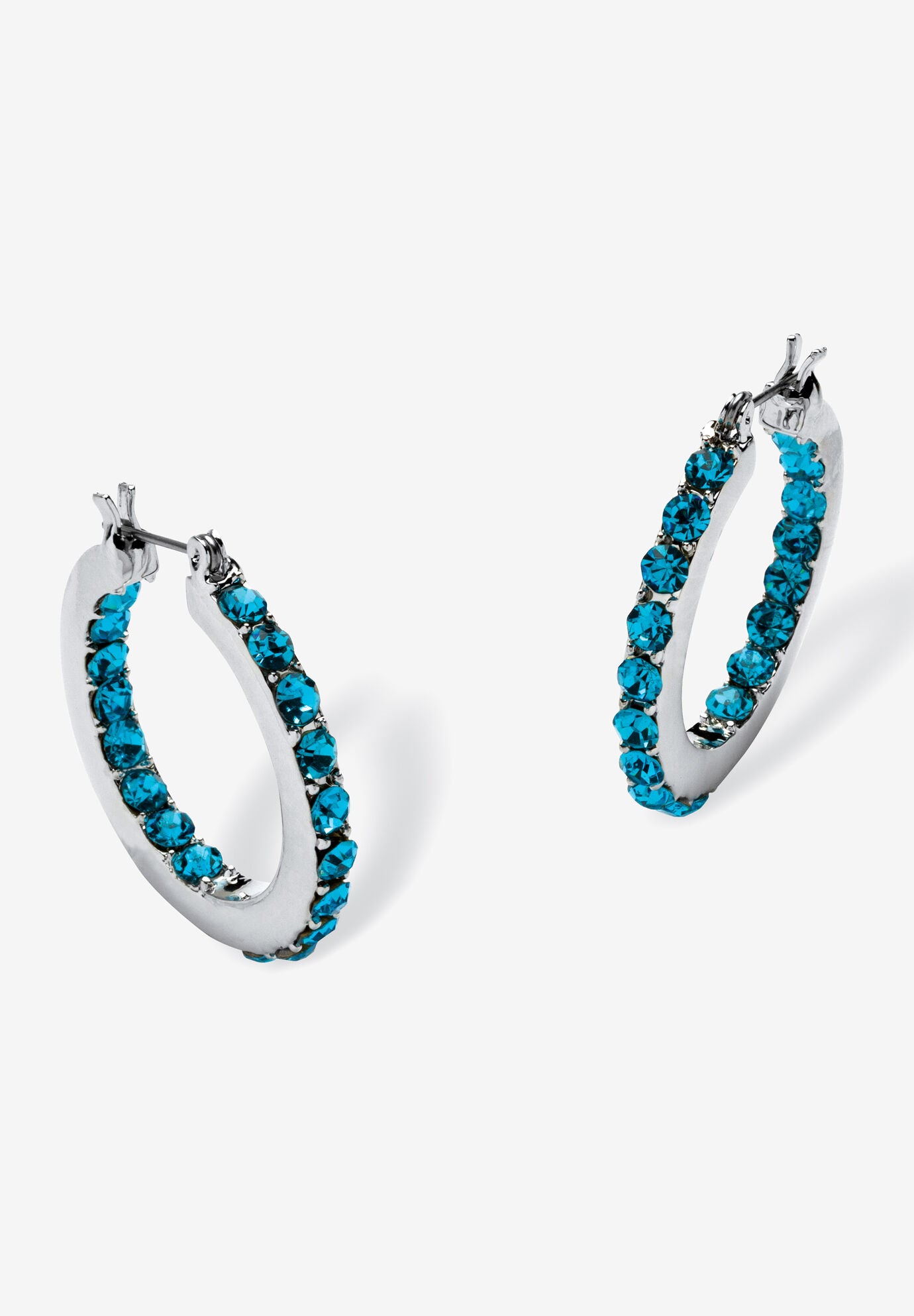 Birthstone Inside-Out Hoop Earrings In Silvertone (31Mm), DECEMBER, hi-res image number 0