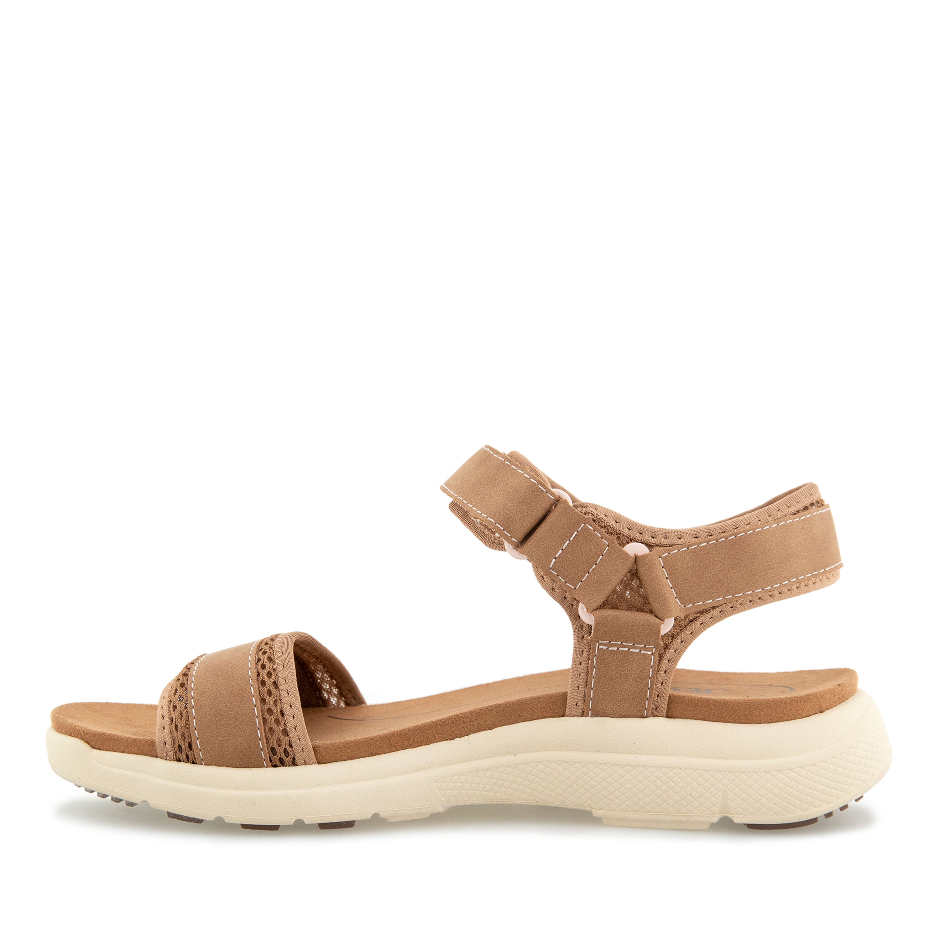 Ellewood Hook and Loop Flat Sandal, TAN PETAL, alternate image number 3