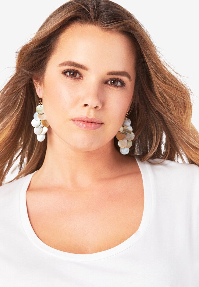 Shell Drop Earrings, NATURAL, hi-res image number 0