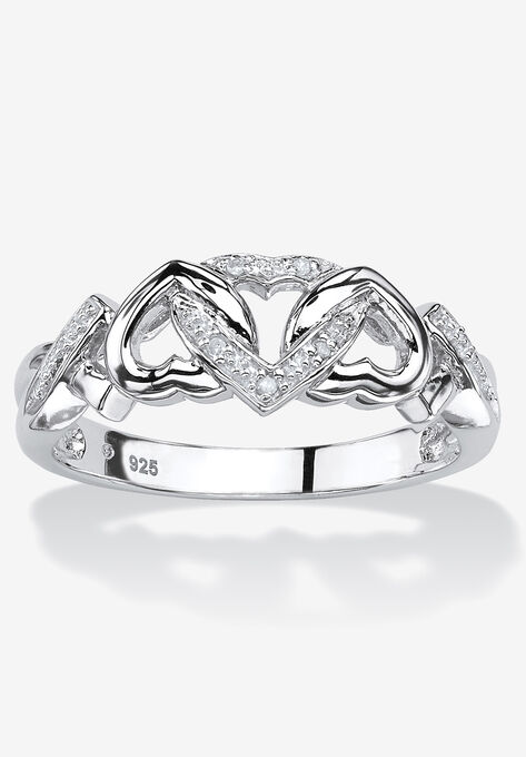 Platinum & Silver Promise Ring with Diamond-Accent, WHITE, hi-res image number null