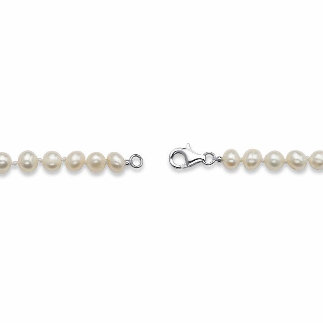 3 Piece Cultured Freshwater Pearl Necklace Bracelet and Earrings Set .925 Silver, WHITE, on-hover image number 1