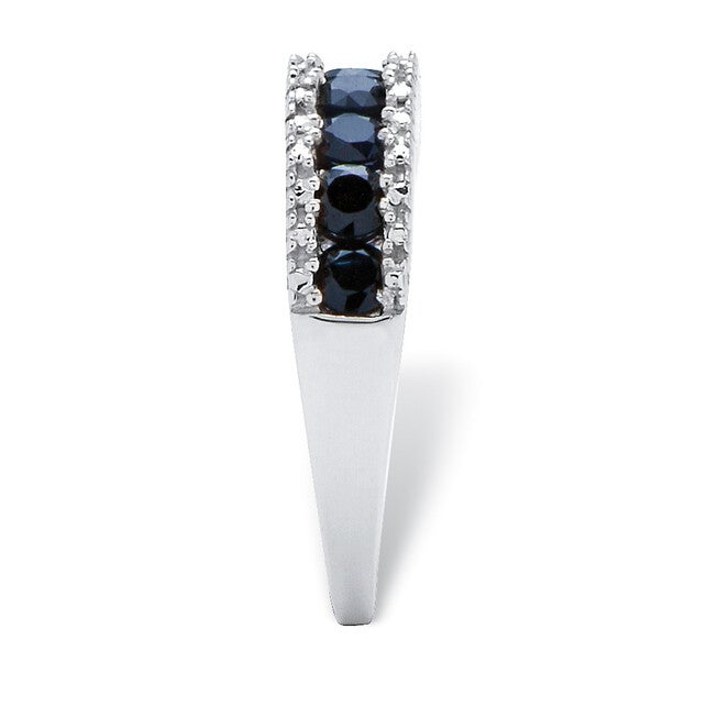 1.06 TCW Sapphire and Diamond Accent Ring in Platinum-plated Sterling Silver, WHITE, on-hover image number 1