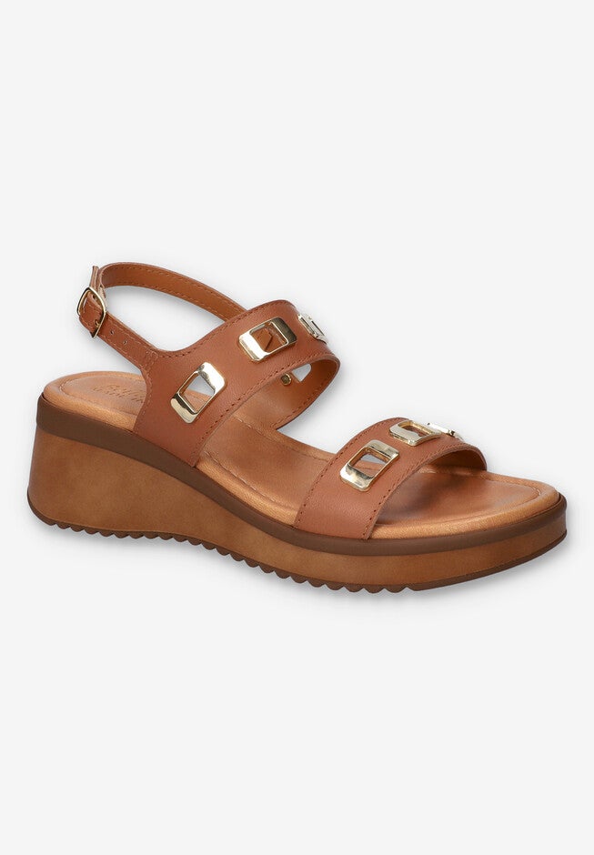 Vic-Italy Wedge Sandal, WHISKEY LEATHER, hi-res image number 0