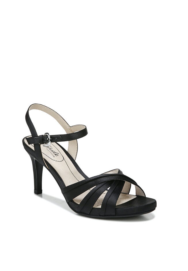 Maebree Heeled Slingback, BLACK SATIN, hi-res image number null