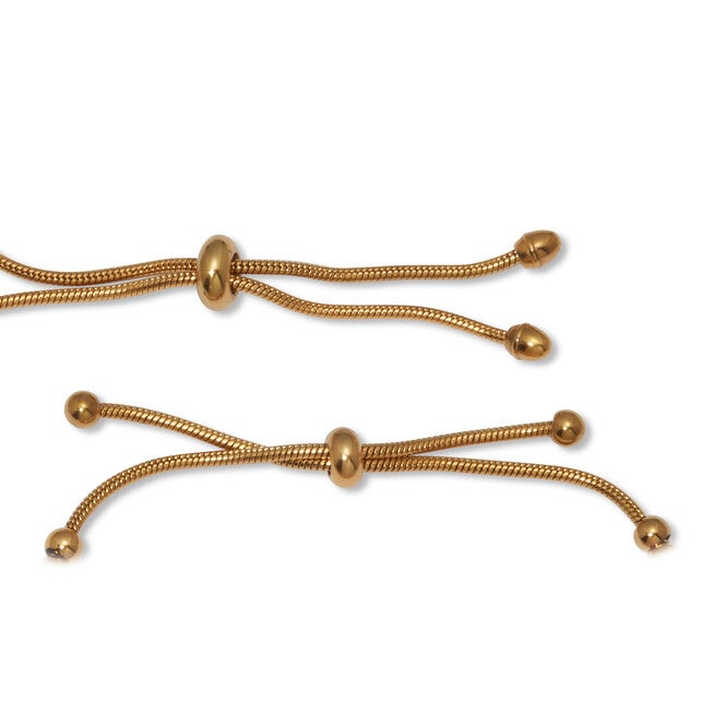 Round Crystal Gold Ion-Plated Stainless Steel Charm Bracelet Set 7-inch, WHITE, on-hover image number 1