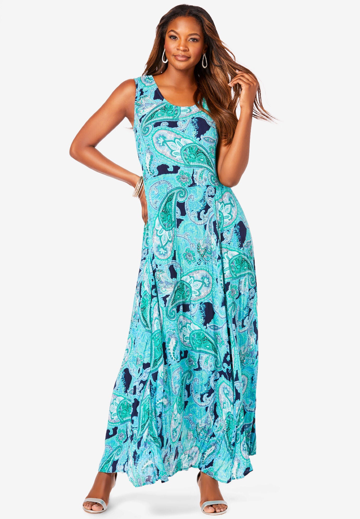 Sleeveless Crinkle Dress Woman Within