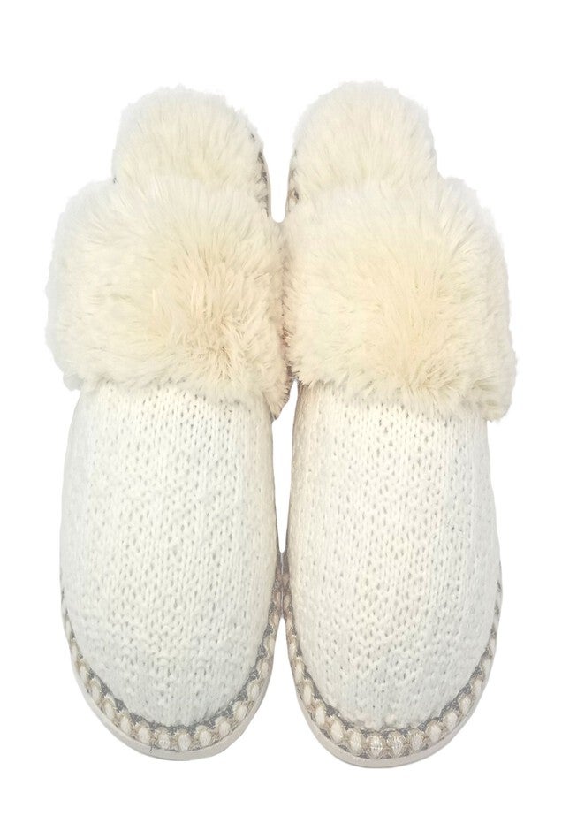 Textured Knit Scuff With Fur Lining Slippers, , alternate image number null