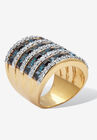 9.18 Cttw Gold-Plated Simulated Blue Sapphire And Cubic Zirconia Ring, , on-hover image number null