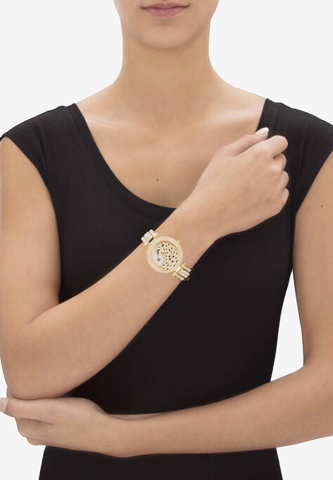 Gold Tone Crystal Leopard Fashion Watch 7.5 inches, , alternate image number null