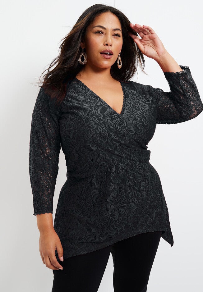 Faux Wrap Lace Top, , alternate image number 3