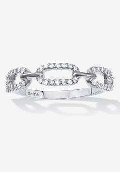 .21 Tcw Round Cubic Zirconia Silvertone Link Ring