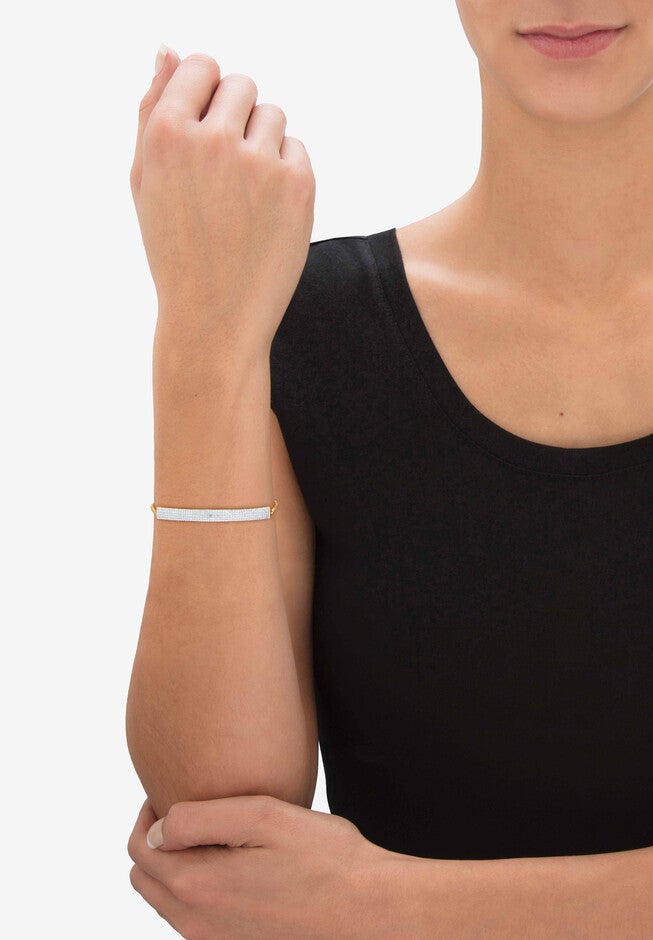 Gold-Plated Bolo 9 inches Bracelet with Diamond Accents, , alternate image number null