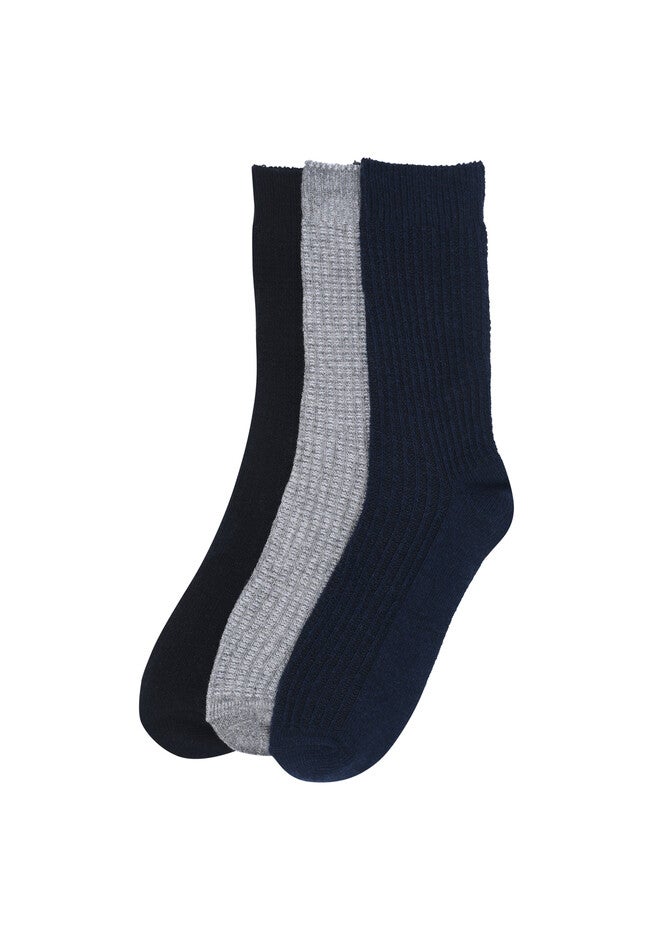 3 Pair Textured Wool Blend Socks, , on-hover image number 1