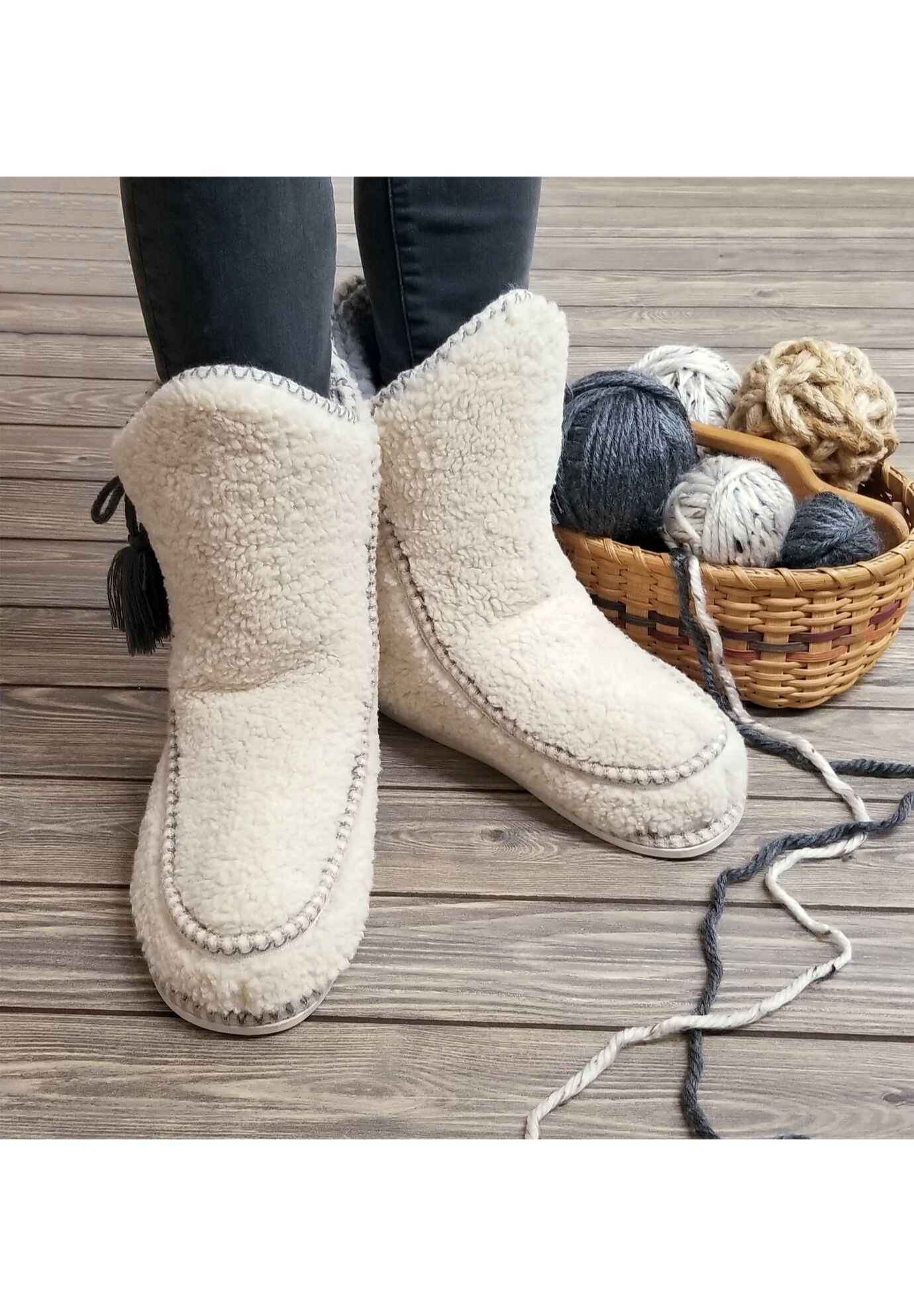 Berber Mocassin Boot Slippers, , alternate image number 1