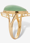 Yellow Gold Over Sterling Silver Genuine Green Jade Cutout Halo Ring, , on-hover image number null