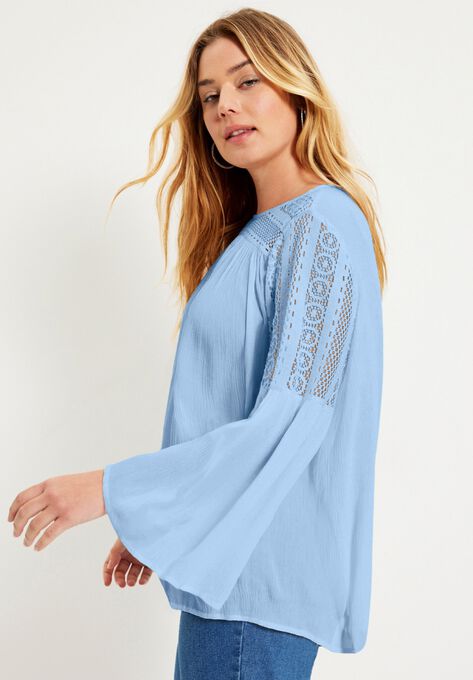 Crochet-Trim Blouse, , alternate image number null
