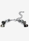 Silver Tone Antiqued Bali Style Bead Charm Bracelet, Crystal 8" Jewelry, , on-hover image number null