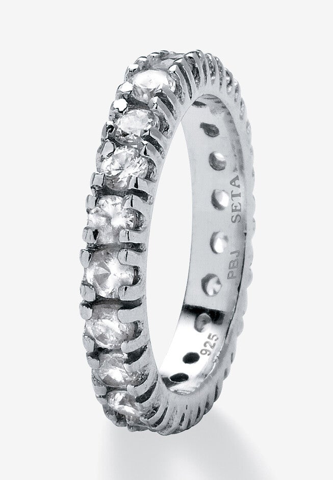 2 Tcw Round Cubic Zirconia Eternity Band In .925 Sterling Silver, , on-hover image number null