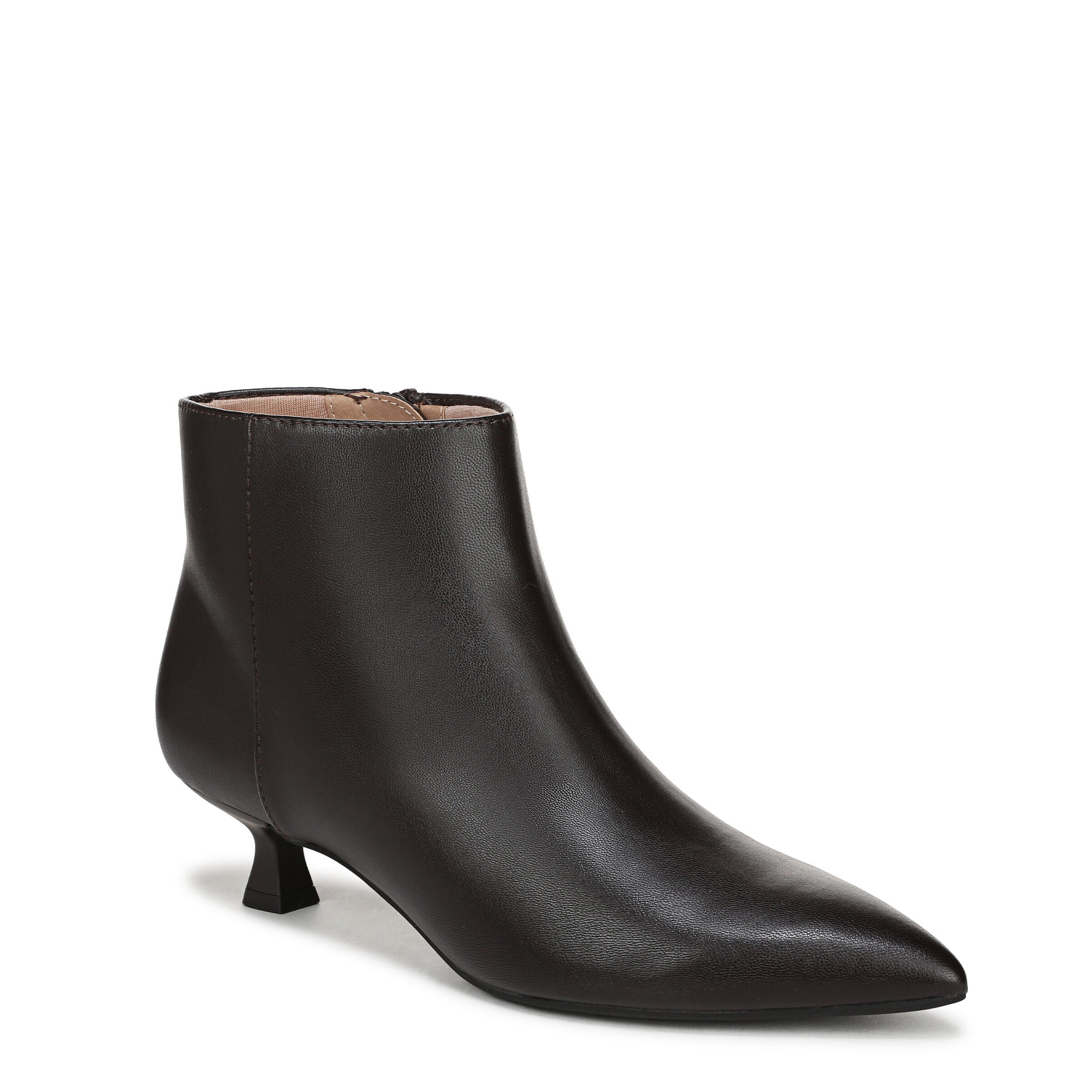 Maya Low Heel Ankle Bootie, DARK CHOCO LEATHER, hi-res image number 0