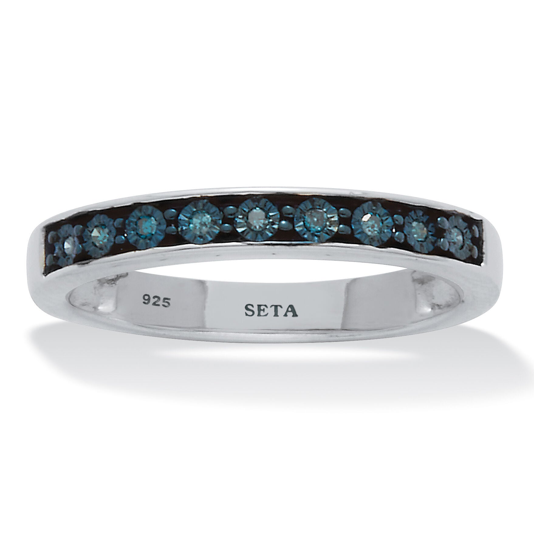 .05 TCW Blue Diamond Sterling Silver Ring, BLUE, hi-res image number 0