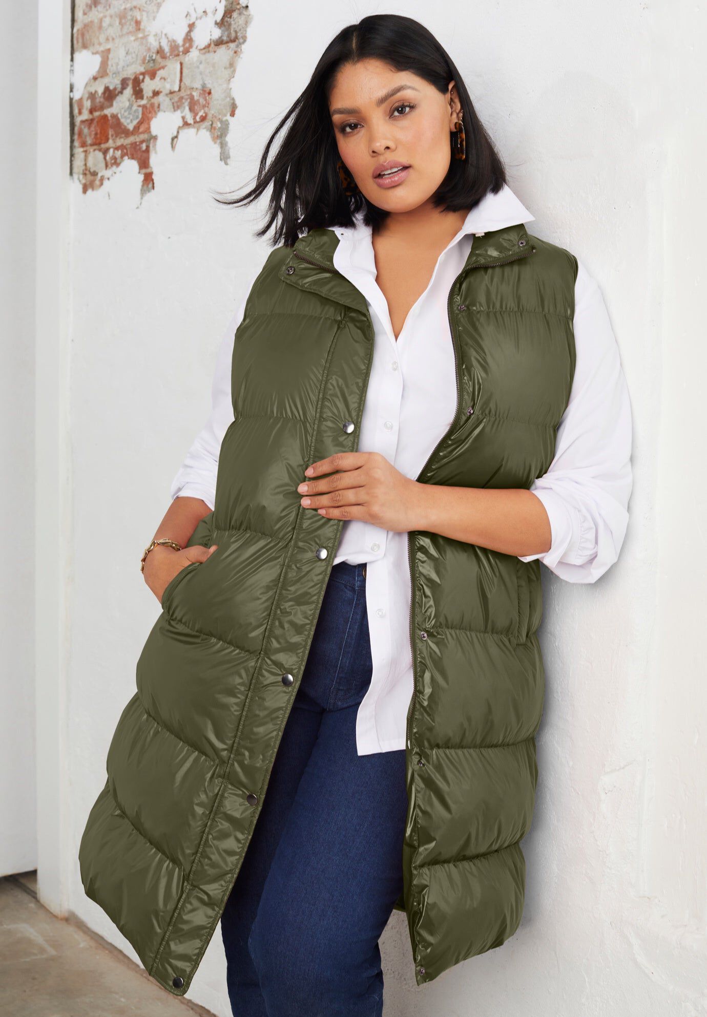 Puffer Vest, DARK OLIVE GREEN, hi-res image number 0