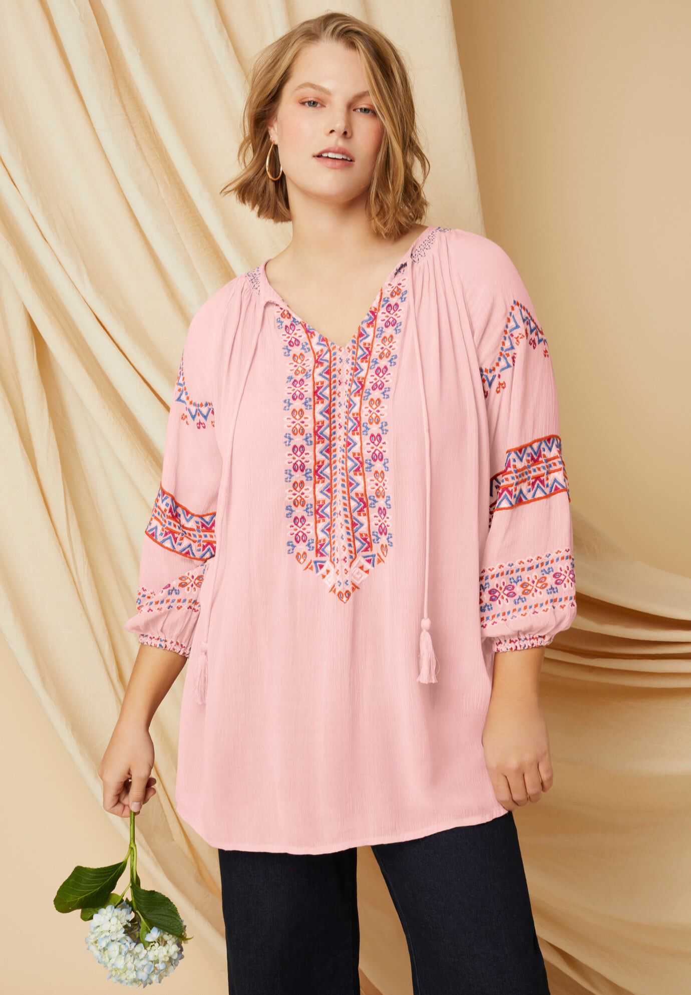 Embroidered Peasant Blouse Woman Within