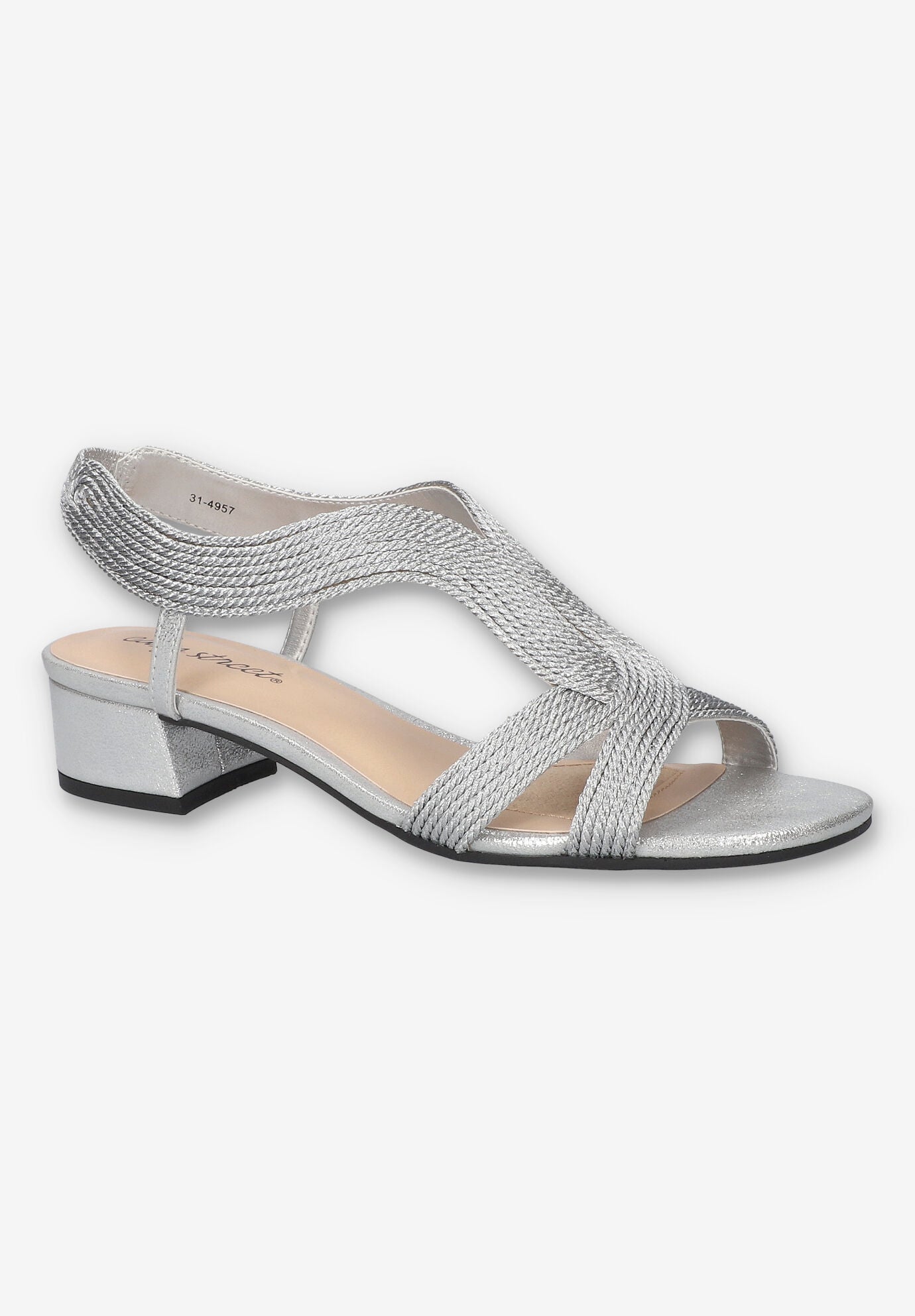Festival Block Heel Sandal, SILVER WOVEN, hi-res image number 0