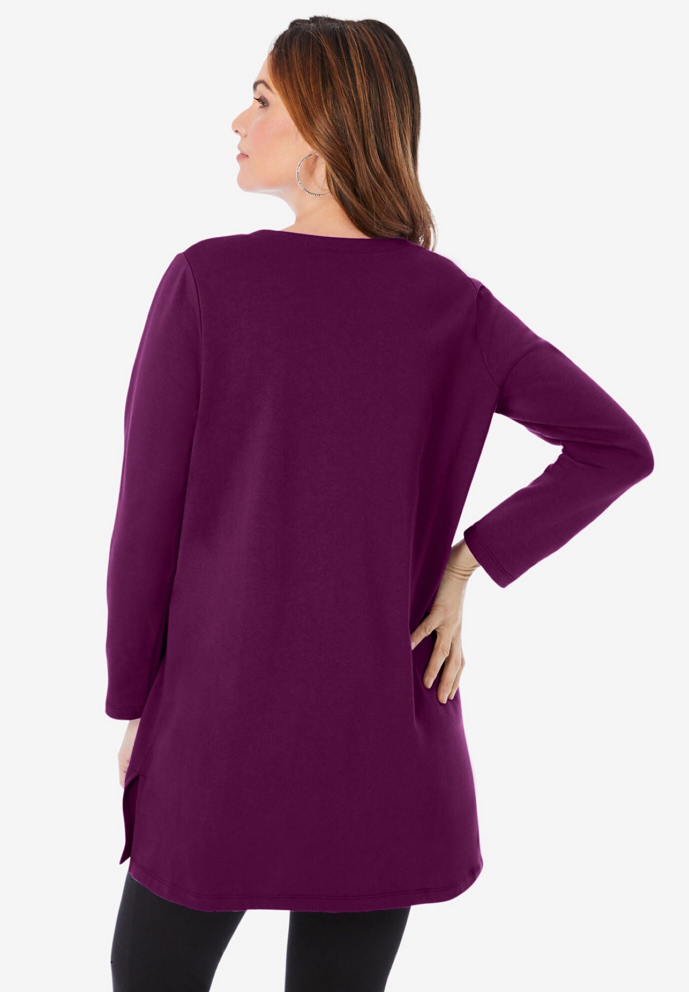 Crisscross Sweatshirt Tunic, DEEP TEAL, on-hover image number 1
