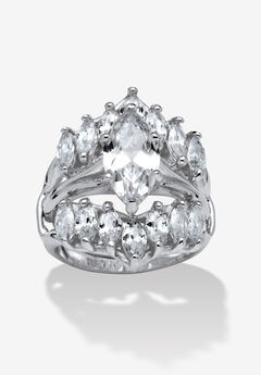 5.98 Tcw Marquise-Cut Cubic Zirconia .925 Sterling Silver Engagement Ring Set
