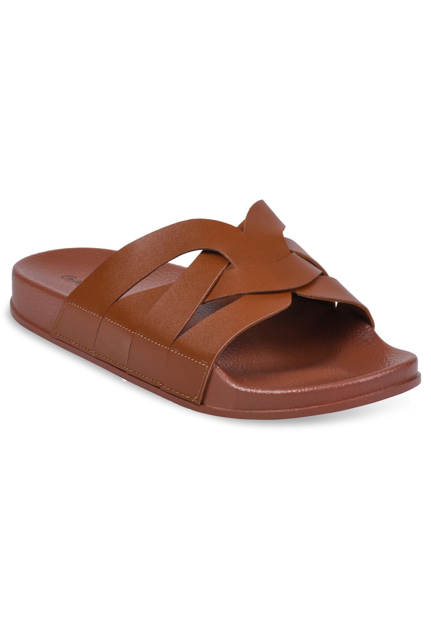 Braided Criss Cross Pool Slide Sandal, BROWN, hi-res image number 0