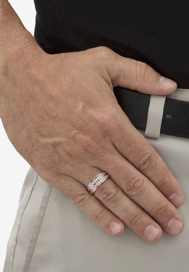 2.05 Cttw. Round Cz Platinum-Plated Sterling Silver Double-Row Eternity Ring, , alternate image number 3