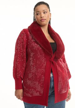 Sequin Button-Up Sweater