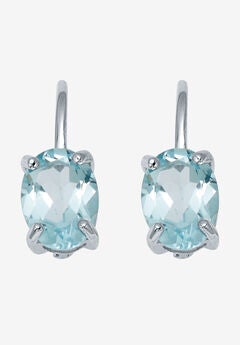 3.20 Tcw Oval Cut Genuine Blue Topaz Sterling Silver Earrings