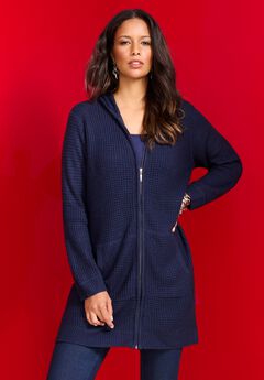 Waffle Mega Length Zip Hoodie