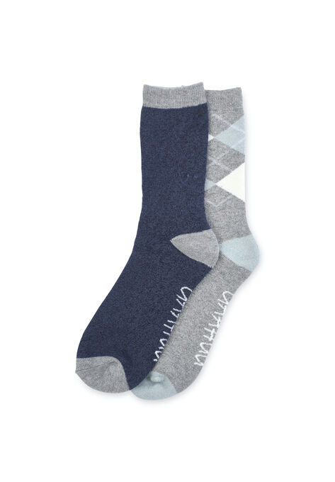 2 Pack Super Soft Midweight Cushioned Thermal Socks, GREY ARGYLE GREY, hi-res image number null