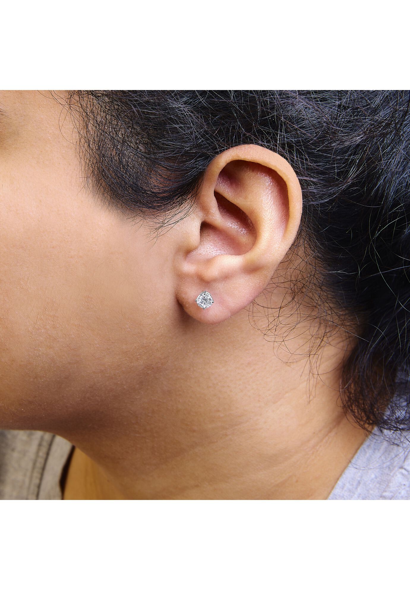 14K Gold 1.0 Cttw Round Brilliant Cut Lab Grown Diamond 4-Prong Classic Solitaire Stud Earrings, , alternate image number 3