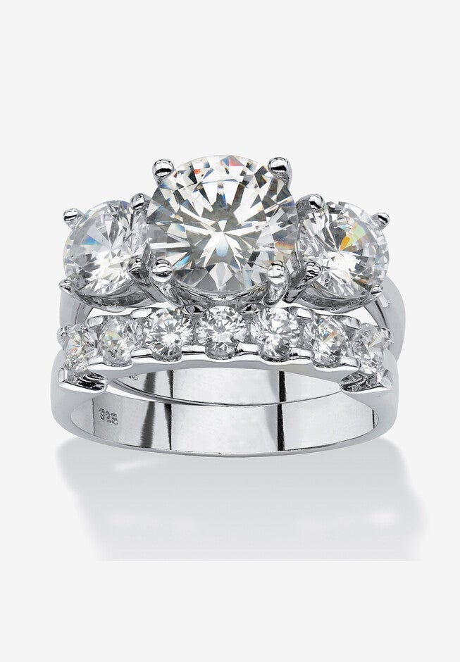 2 Piece 5.66 Tcw Cz Bridal Ring Set In Platinum-Plated Sterling Silver, PLATINUM, hi-res image number null