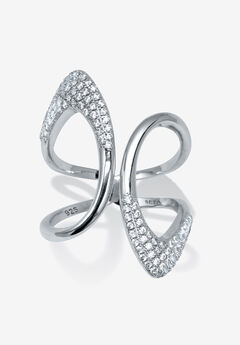 0.46 Tcw Round Cubic Zirconia Sterling Silver Open Loop Ring