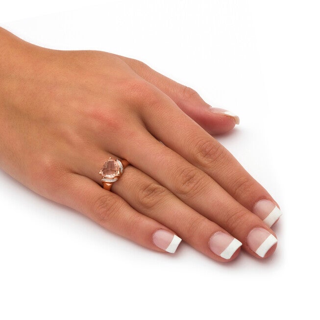 2.25 TCW Heart Cut Simulated Morganite Rose Gold-Plated Sterling Silver Ring, PINK, alternate image number null