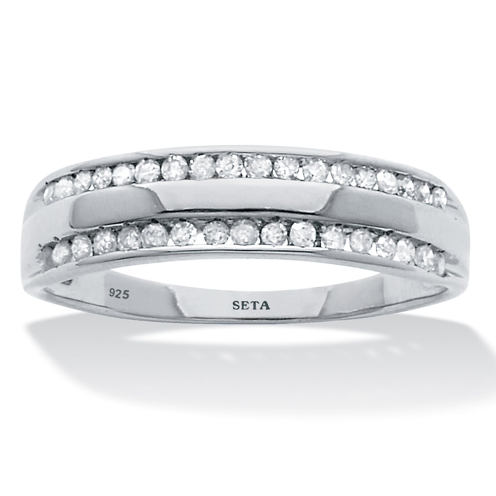 .24 TCW Diamond Sterling Silver Band Ring, WHITE, hi-res image number 0