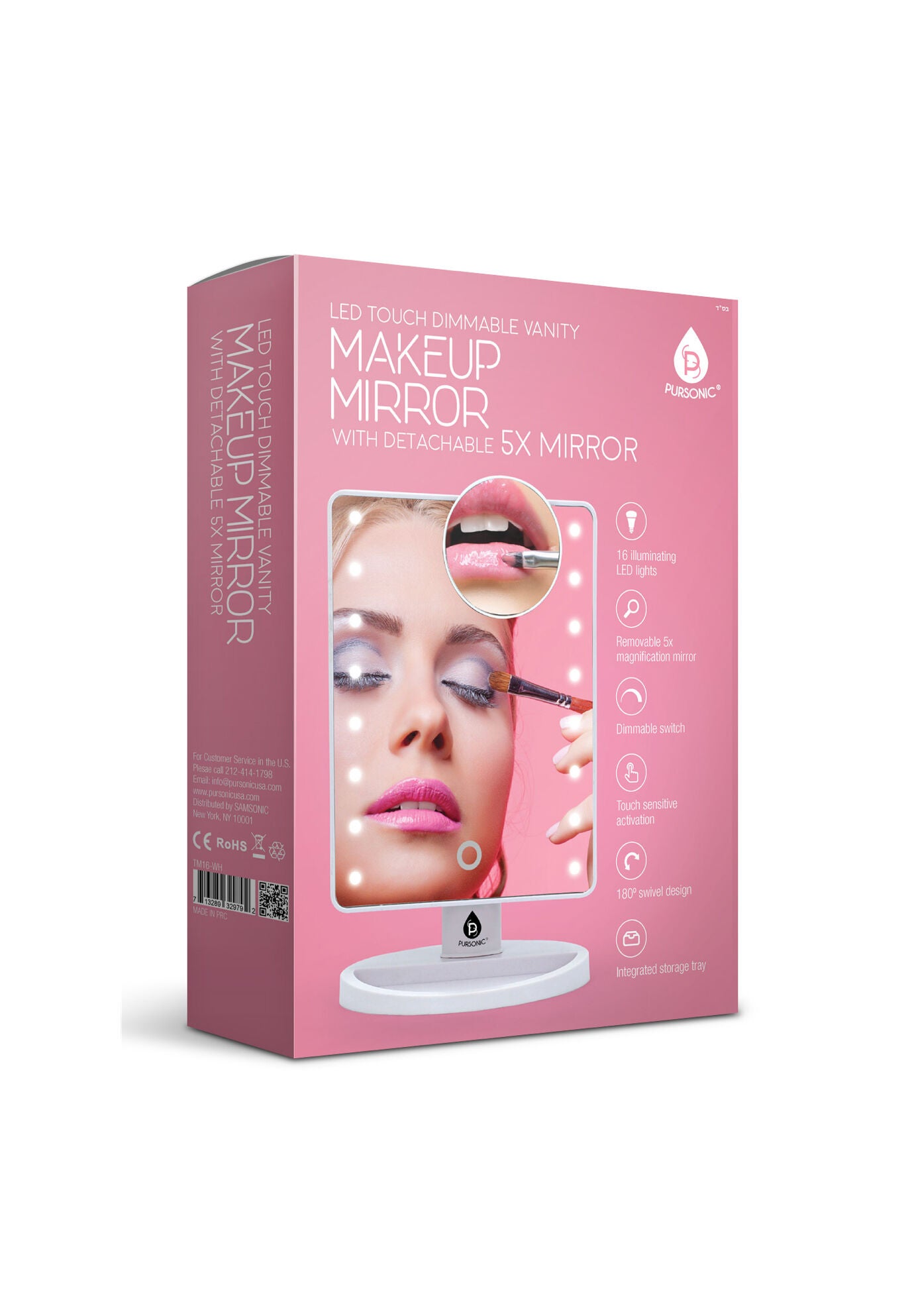 Led Vanity Makeup Mirror W/5X Detachable Mirror, , alternate image number 8