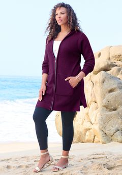 Waffle Mega Length Zip Hoodie