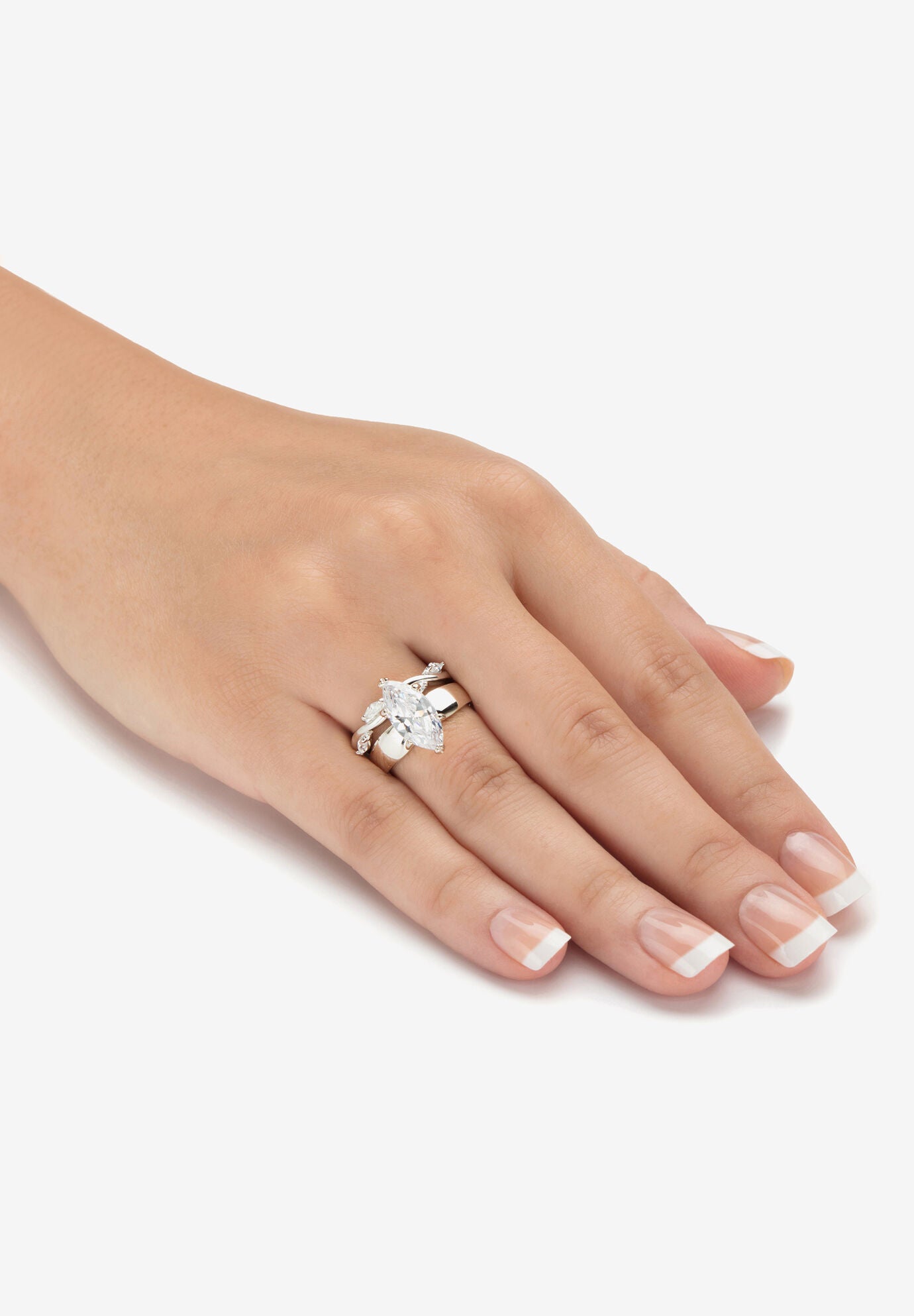 2.51 Tcw Cubic Zirconia .925 Silver 2-Piece Solitaire And Vine Bridal Ring Set, , alternate image number 2