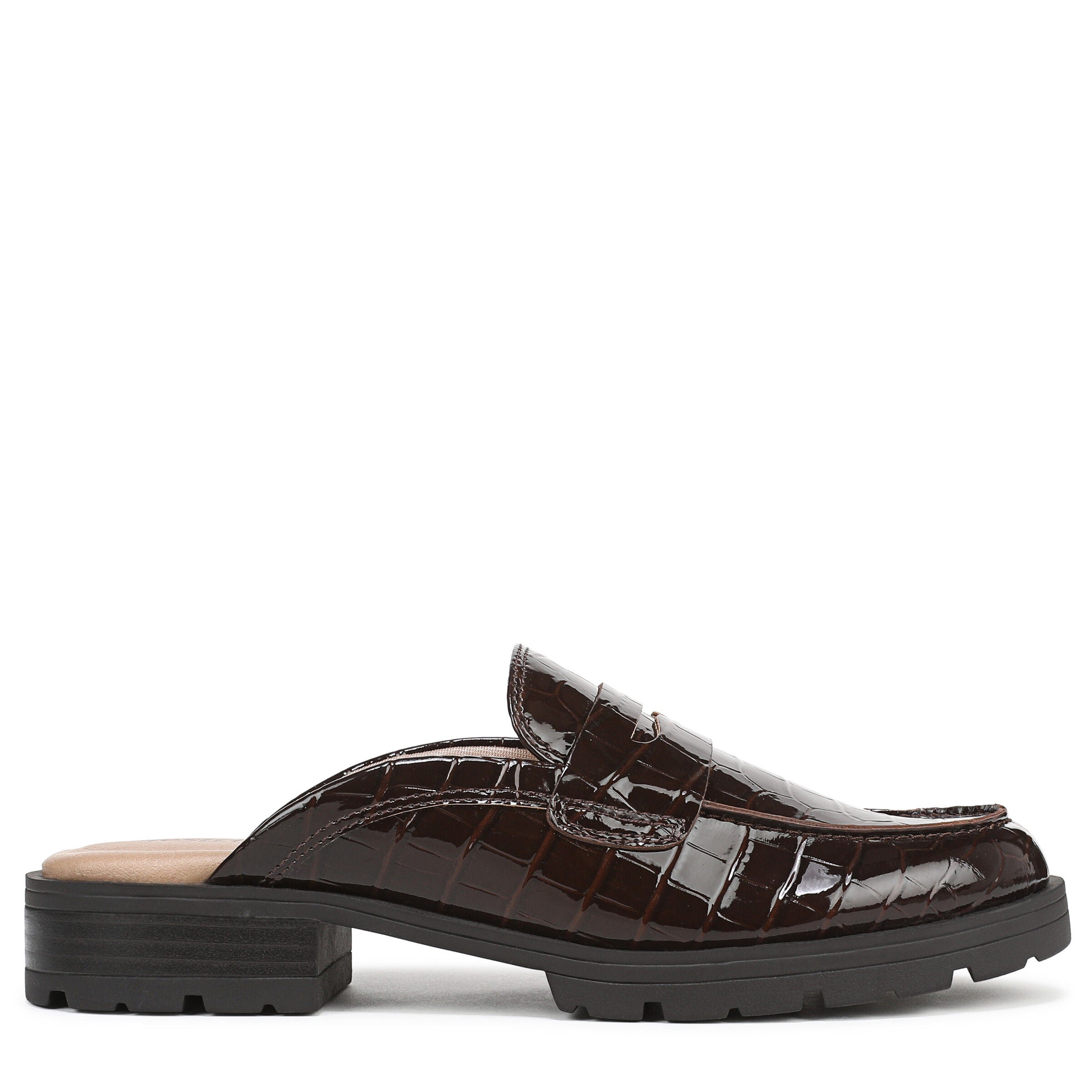 London Slip-On Mule Loafer, DARK BROWN CROC, alternate image number 3